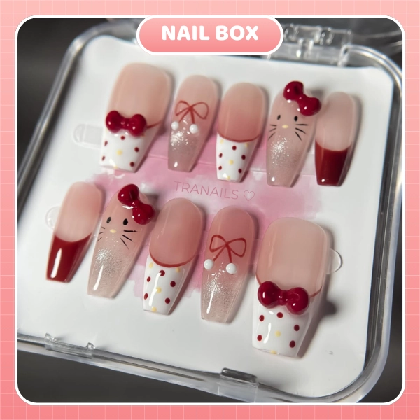 Nail box Hello Kitty đỏ